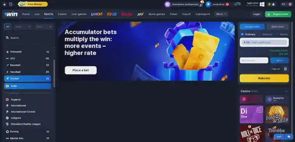 1win cricket bets